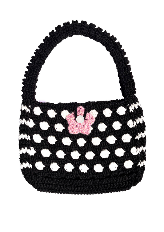 Sac à main en crochet motif polka dot