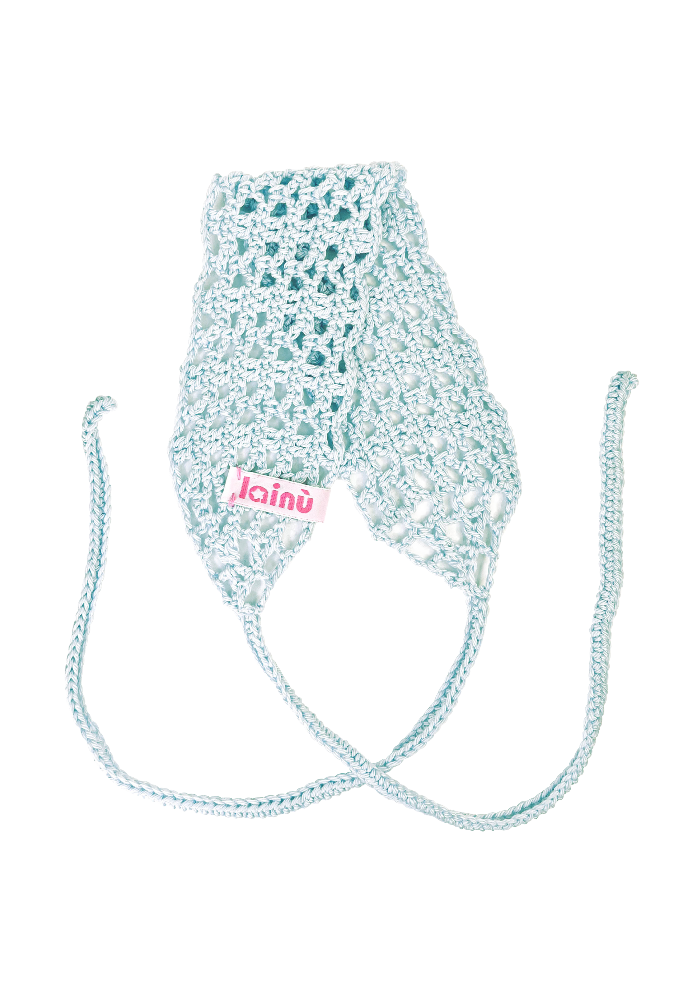 Bandeau bleu avec liens en crochet