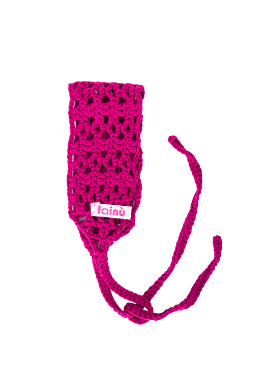 Bandeau en coton fuchsia crocheté