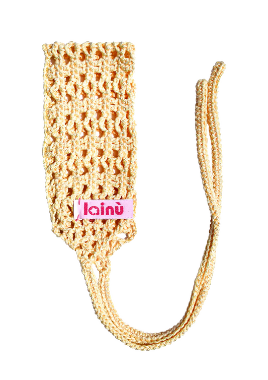 Bandeau jaune avec liens en crochet