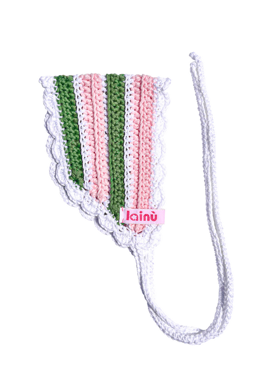 Bandeau en crochet à rayures multicolor.