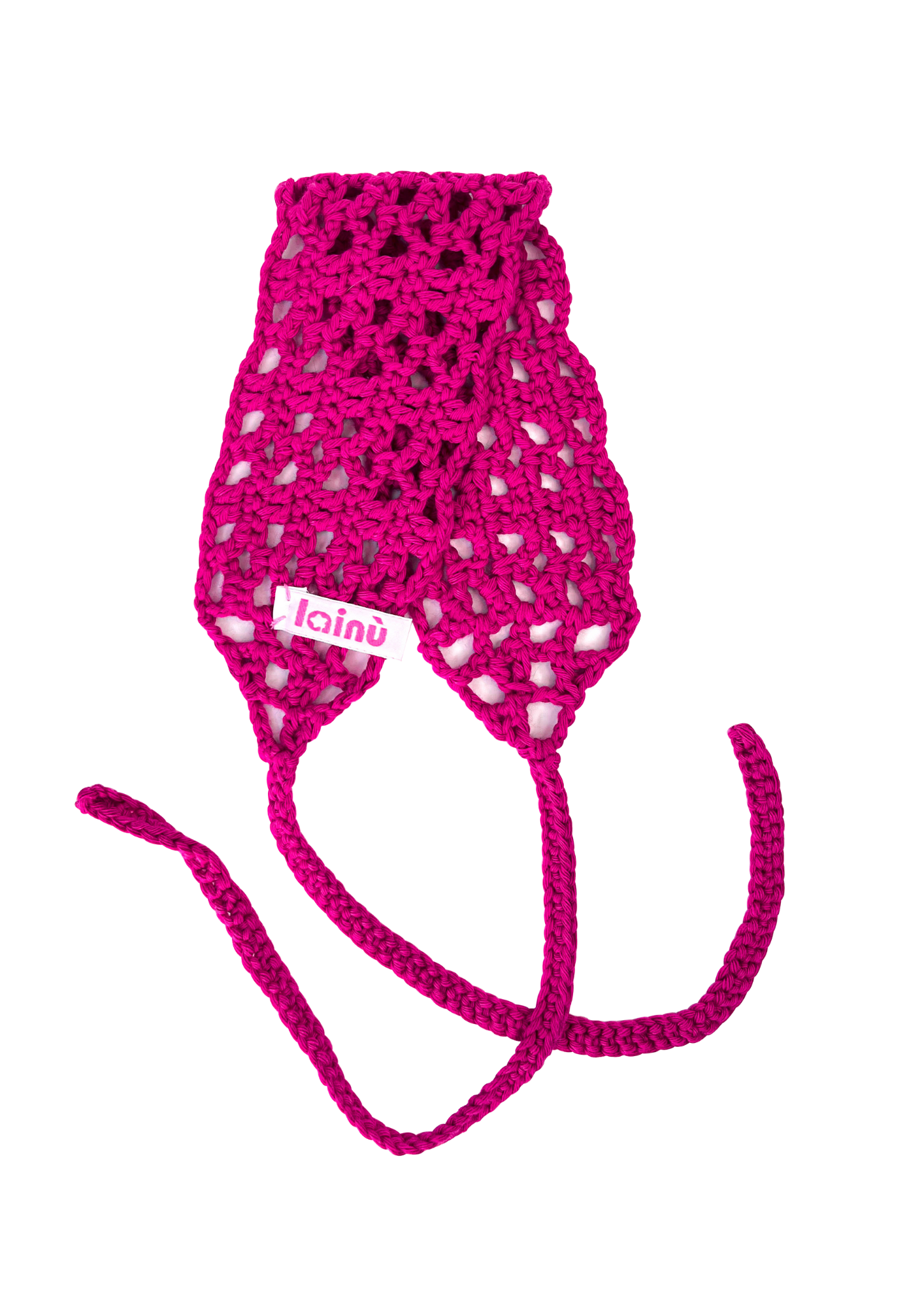 Bandeau en coton fuchsia crocheté