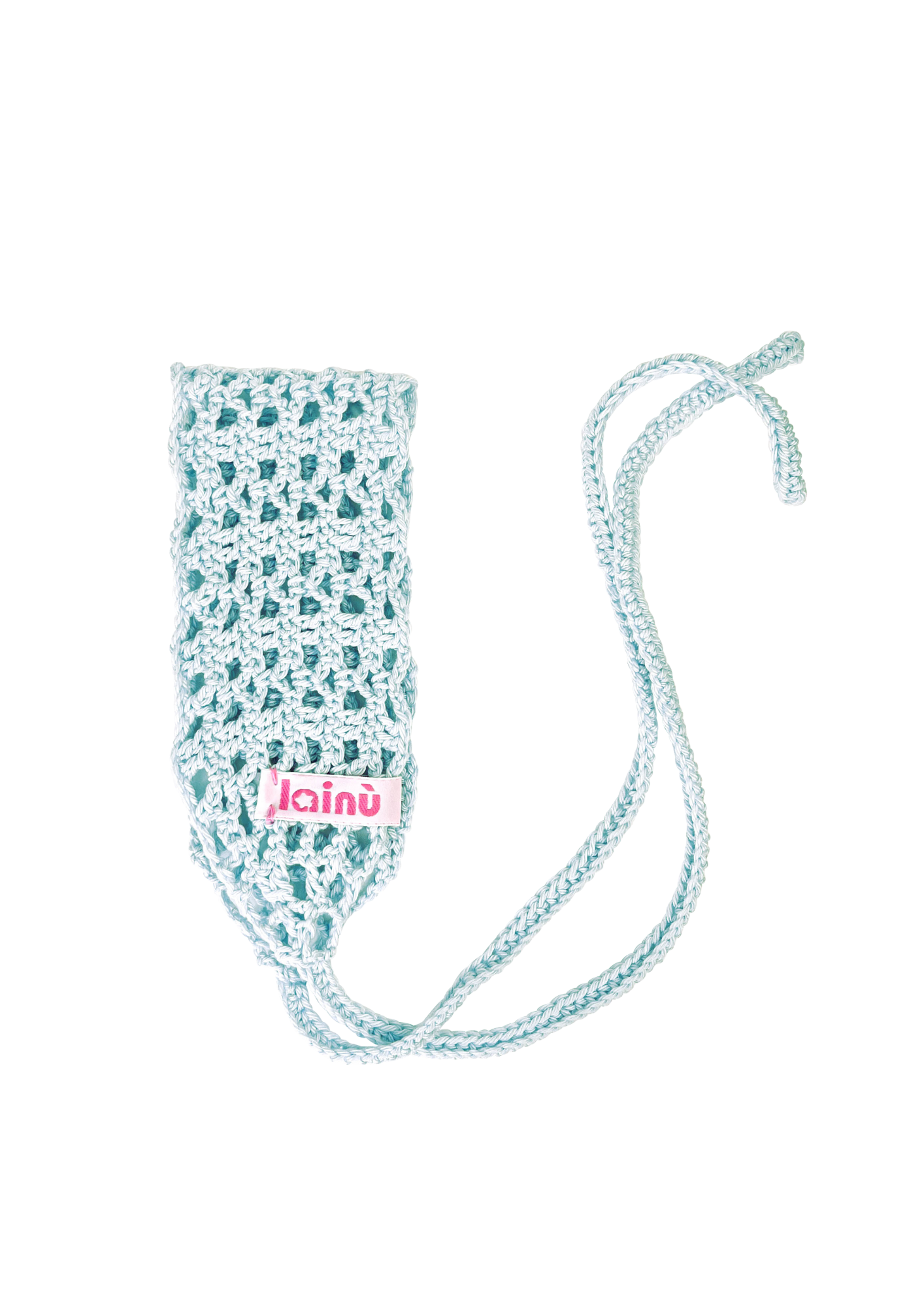Bandeau bleu avec liens en crochet