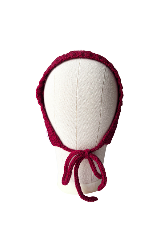 bonnet en crochet rouge, granny squares