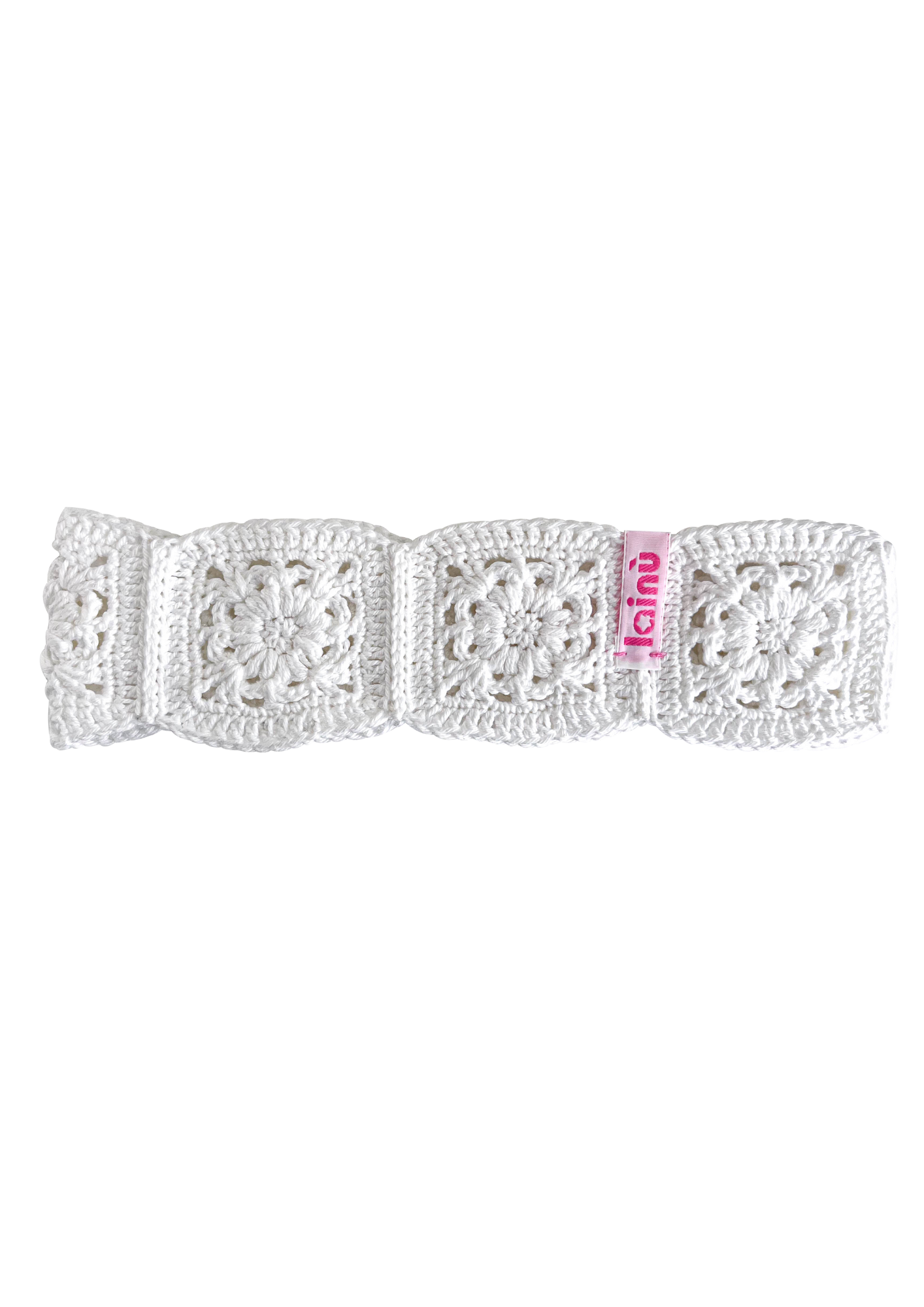 Bandeau granny square fleurs blanc