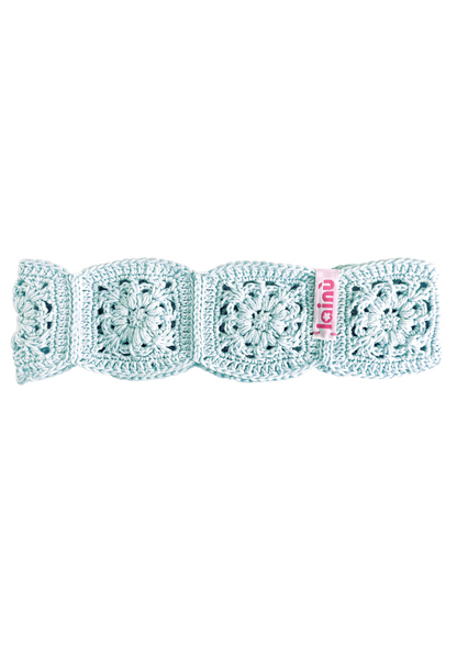 Bandeau granny square fleurs bleu