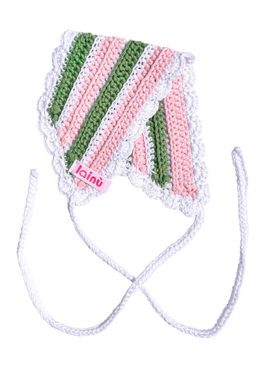 Bandeau en crochet à rayures multicolor.