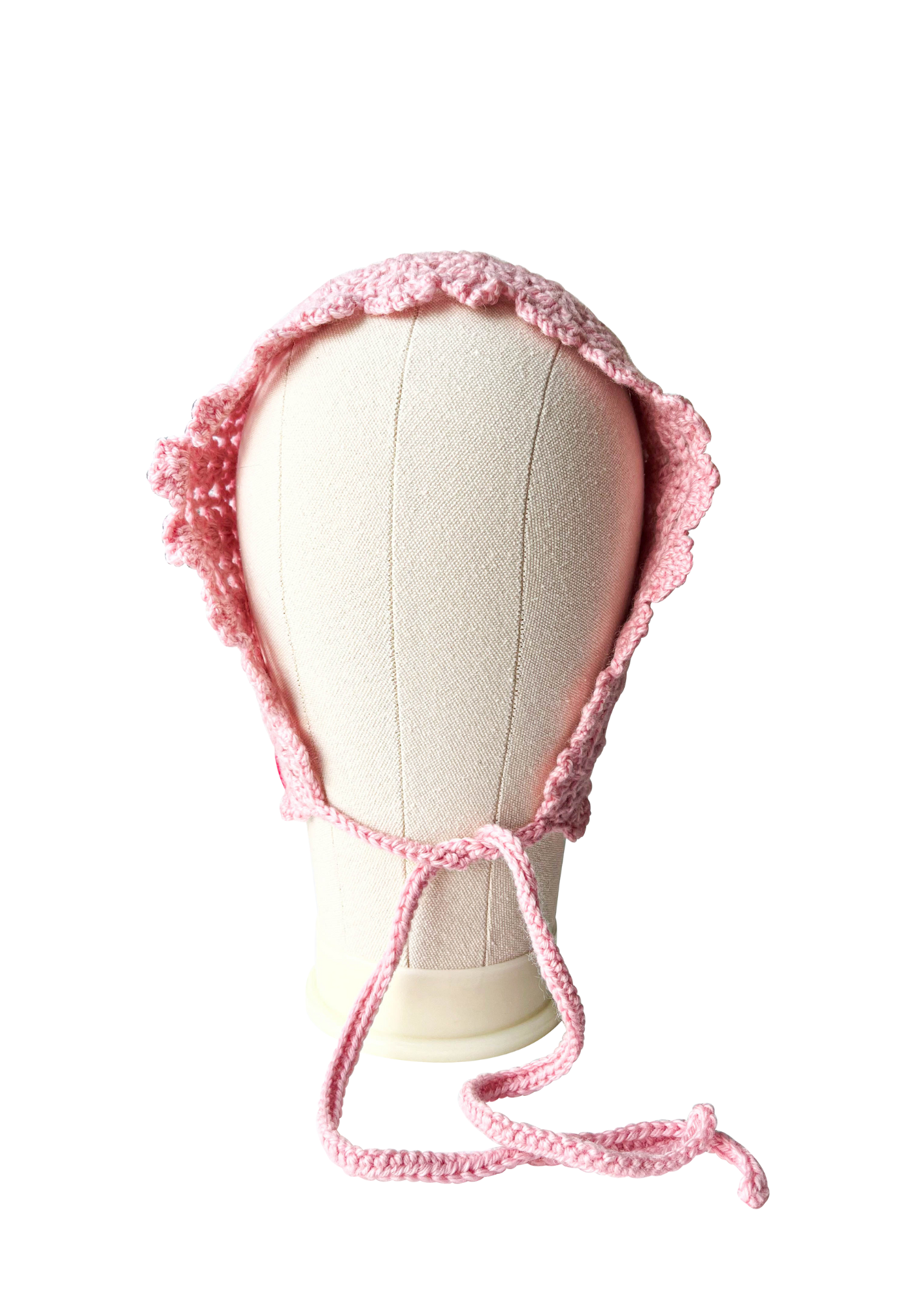 Bonnet rose en crochet, motif fleur