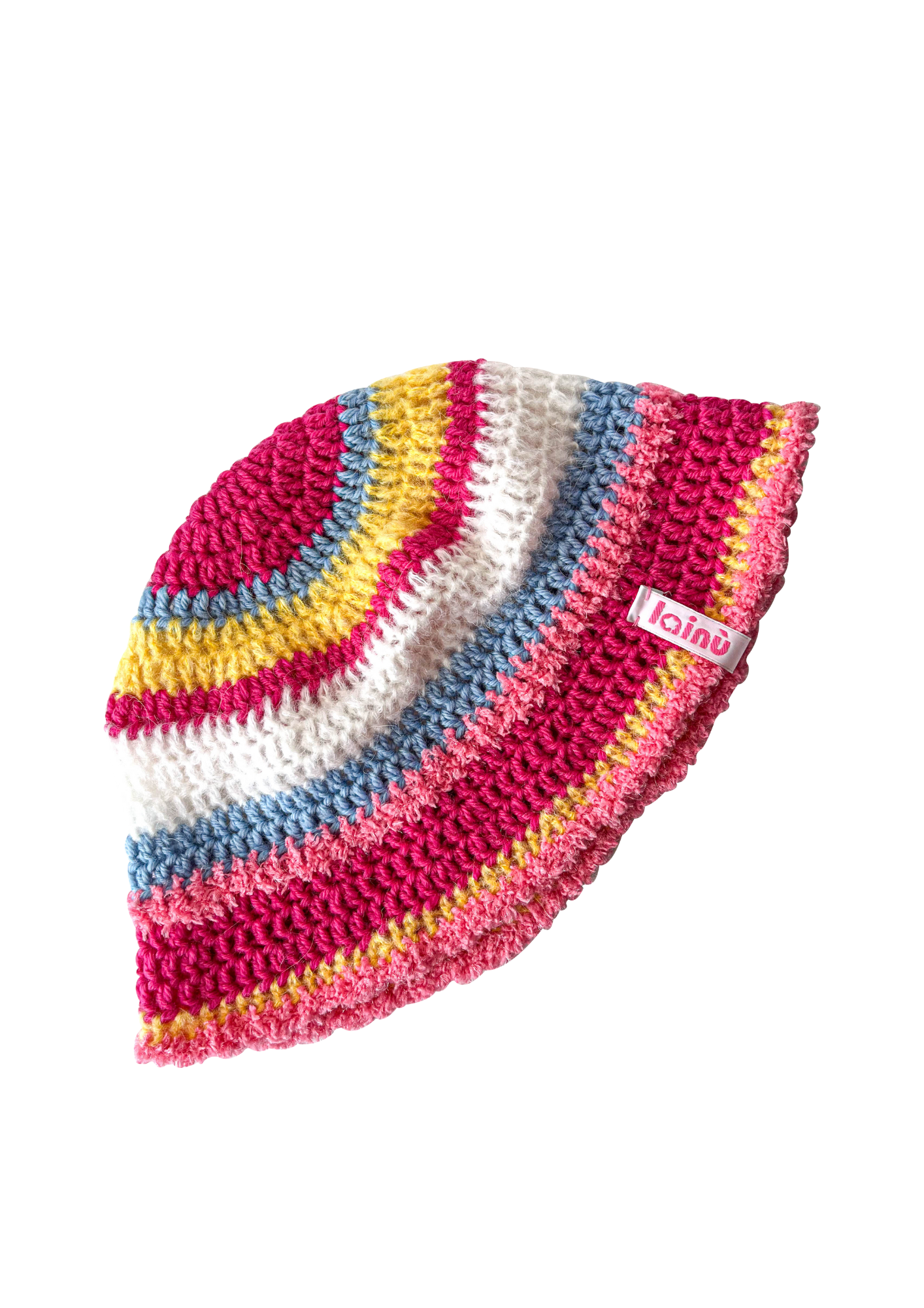 Bonnet multicolor en crochet, motif rayures