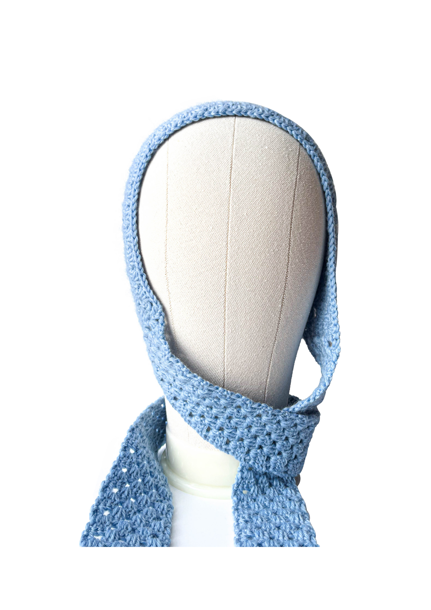 Bonnet écharpe en crochet, bleu