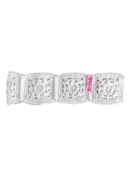 Bandeau granny square fleurs blanc