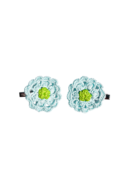 Pinces cheveux fleurs crochet.